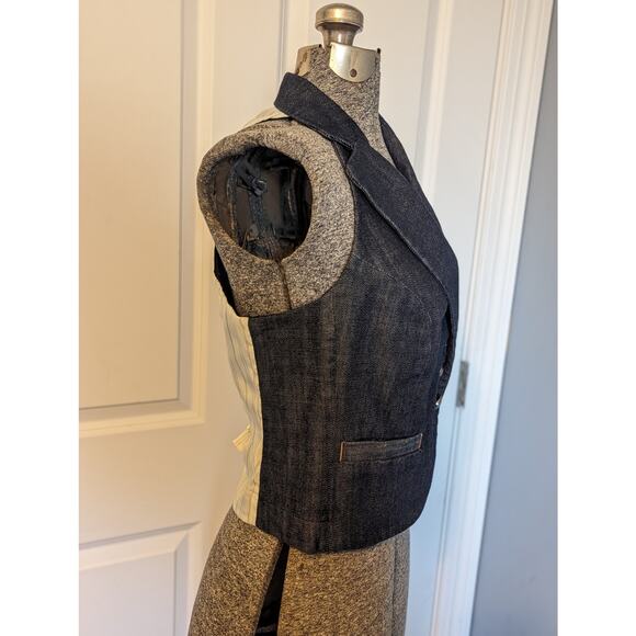 FILLMORE denim vest w pinstriped back/buckle.  Size Medium. Vintage - Picture 14 of 16